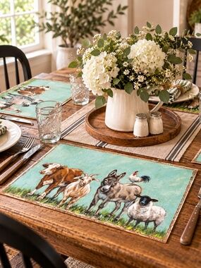 Primitives by Kathy Farm Animal Paper Placemats Set of 24 Farmhouse